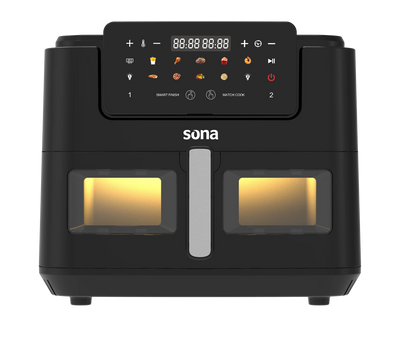Sona 10L Air Fryer 2600W Black with Transparent Divider