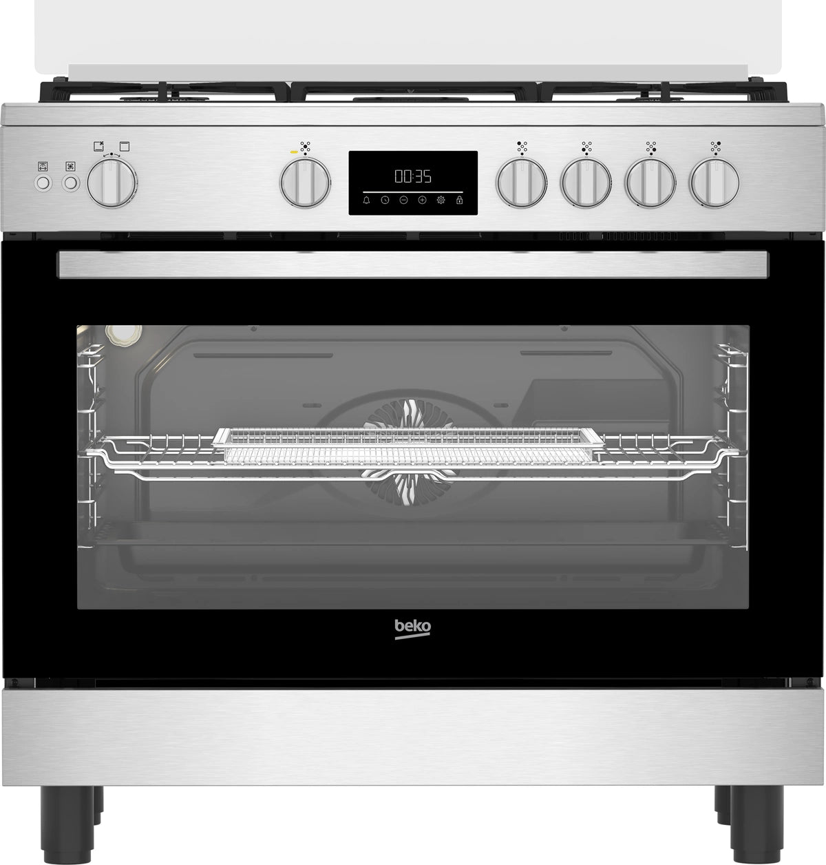 Beko Gas Cooker 90 cm 5 Burners Stainless Steel with Fan | BGGR11225GXA