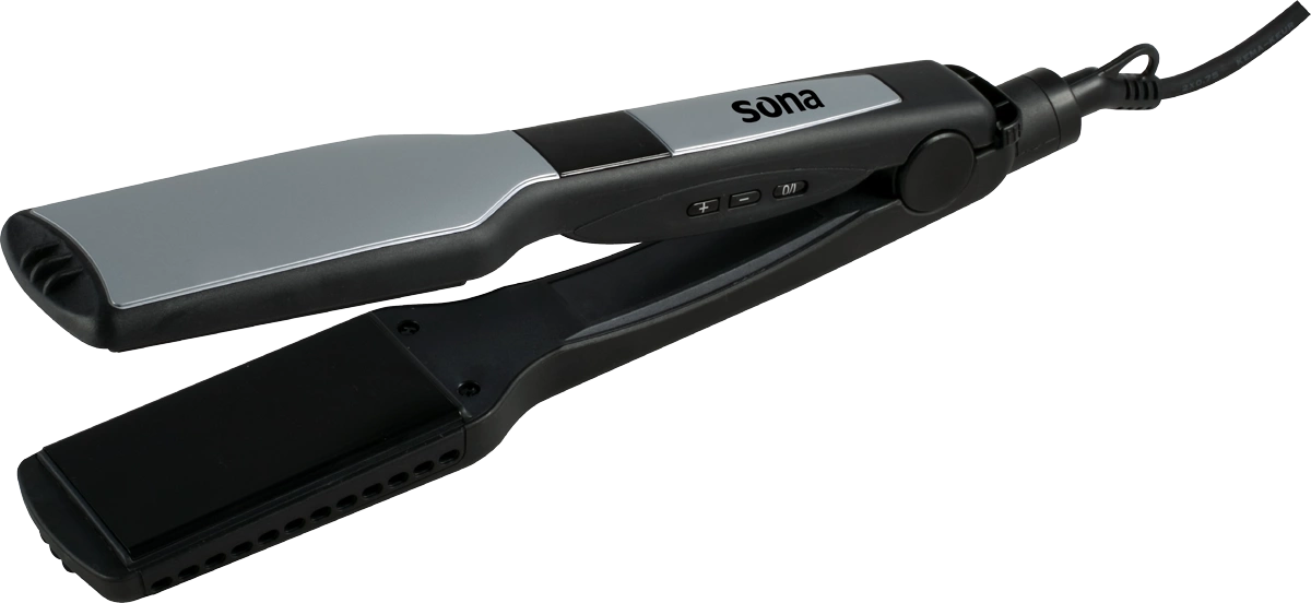 Sona Hair Straightener 55W Ceramic Coated Plates LED Display 10 Heat Settings Black