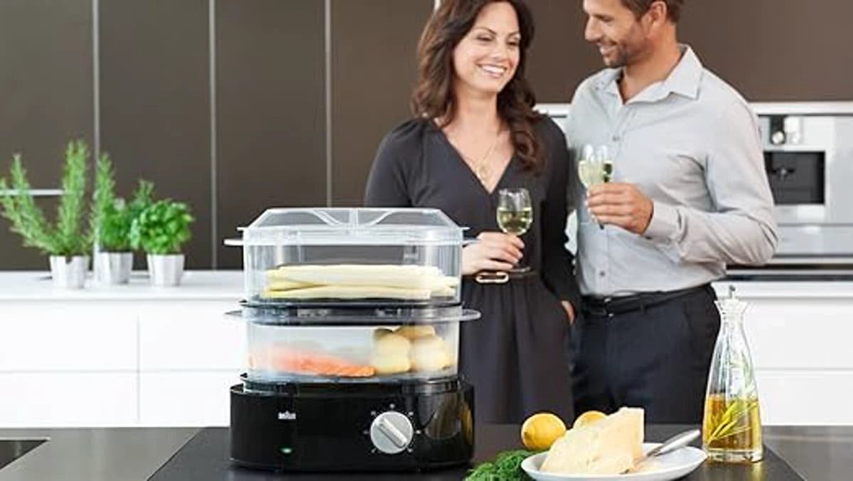 Braun IdentityCollection Food Steamer 850W 2-Tier 3.1L with Easy Timer – Black (FS5100BK)