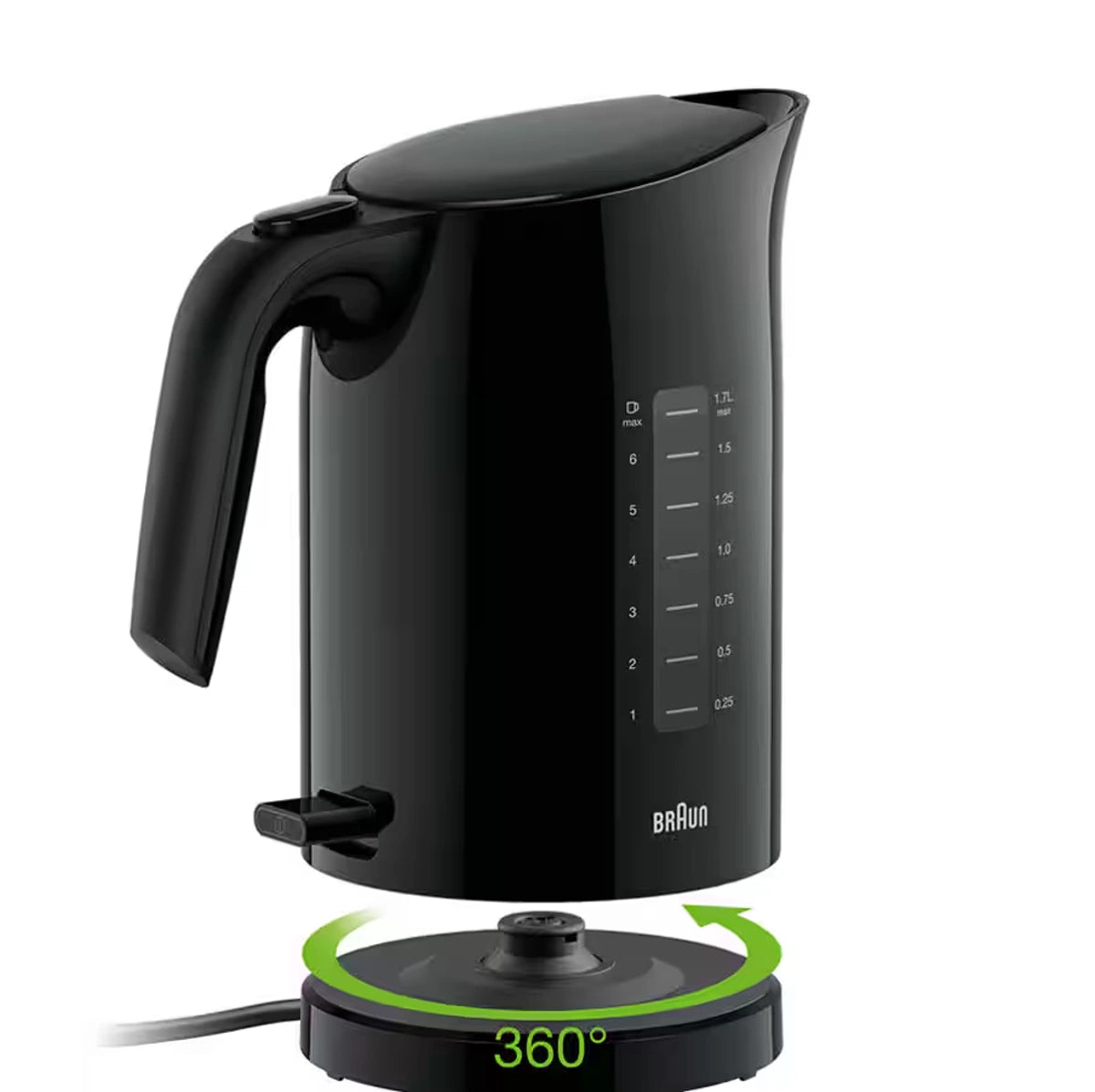 Braun PurEase Electric Kettle 2200W 1.7L Rapid Boil – Black (WK3100BK)