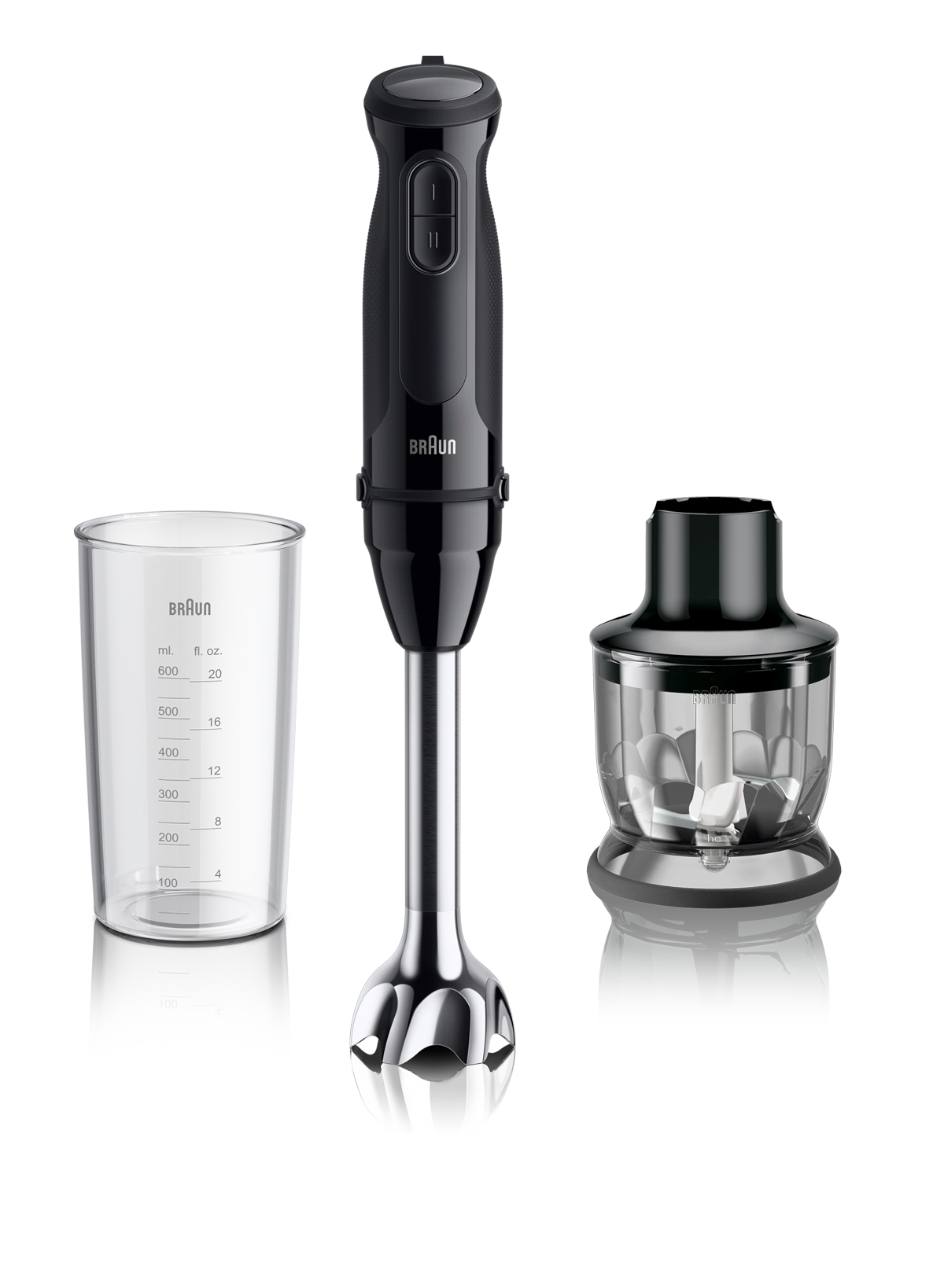 Braun Series 3 Hand Blender 900W 2 Speeds 350ml Chopper & Measuring Beaker – Black (MQ30201MBK)