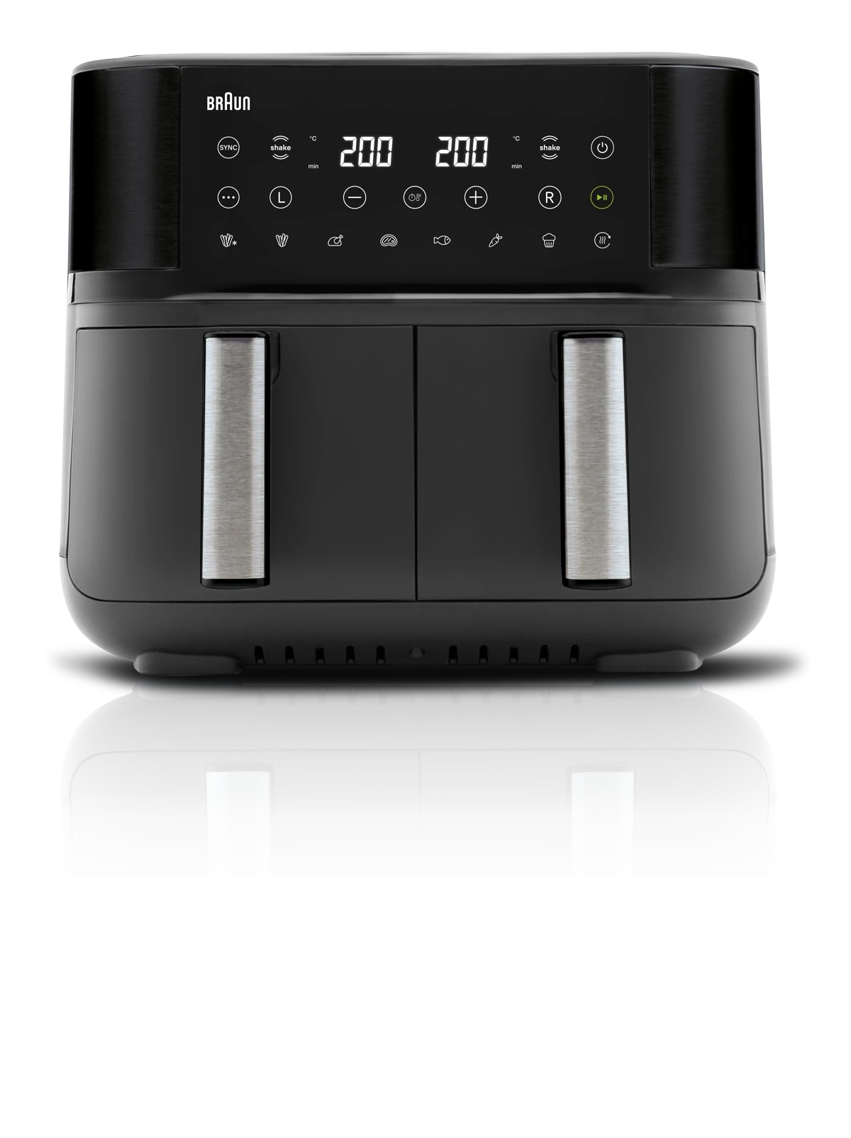 Braun Dual Basket Air Fryer 8L 2850W 8 Programs Sync Function Digital Touch Screen – Black (TD3030IBK)