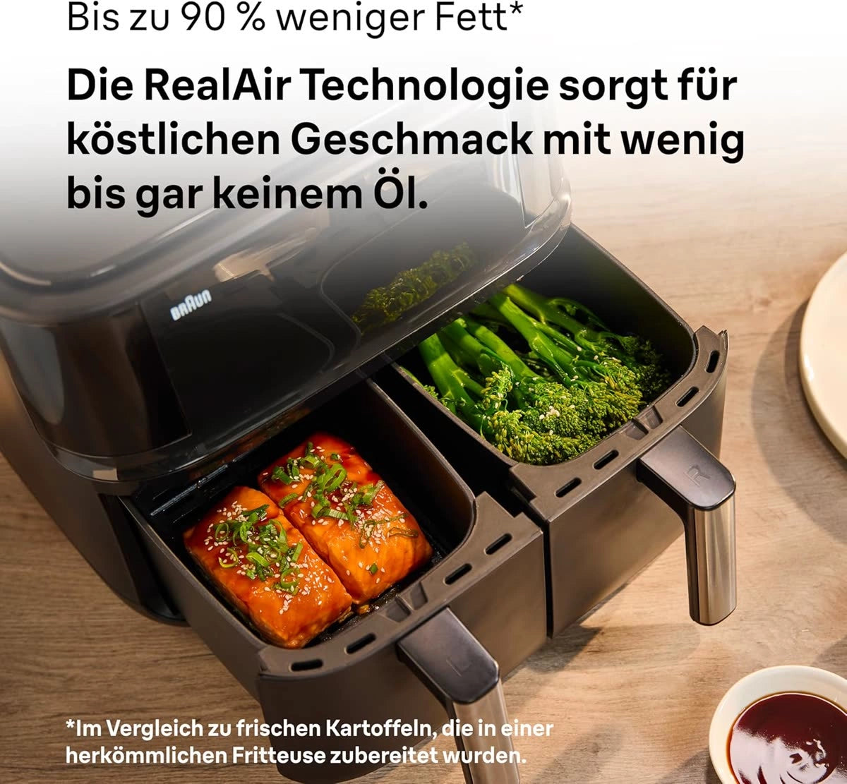 Braun Dual Basket Air Fryer 8L 2850W 8 Programs Sync Function Digital Touch Screen – Black (TD3030IBK)