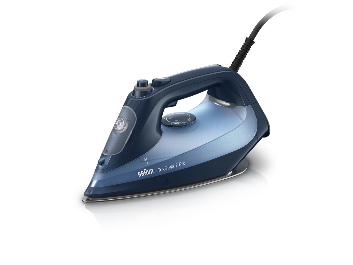 Braun TexStyle 7 Pro Steam Iron 3000W 300ml FreeGlide 3D EloxalPlus Soleplate Auto Shut-Off – Blue (SI7160BL)