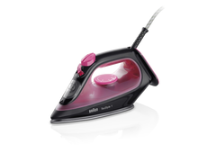 Braun TexStyle 1 Steam Iron 2000W 220ml SuperCeramic Soleplate Lightweight – Black & Violet (SI1070PU)