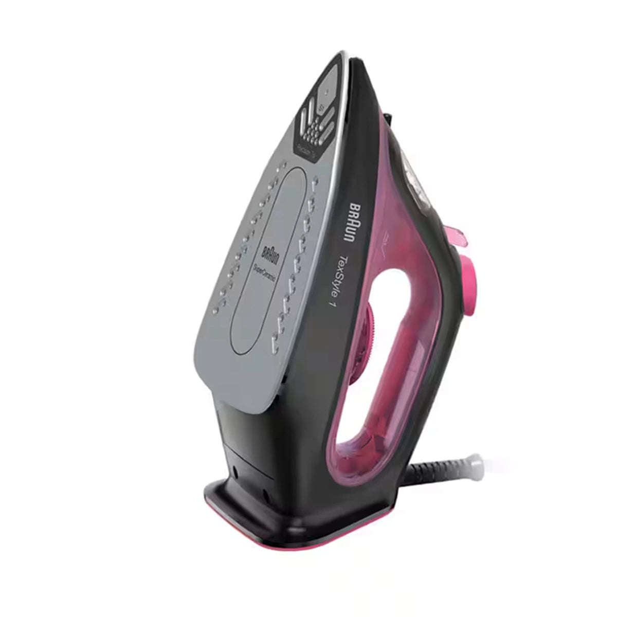 Braun TexStyle 1 Steam Iron 2000W 220ml SuperCeramic Soleplate Lightweight – Black & Violet (SI1070PU)