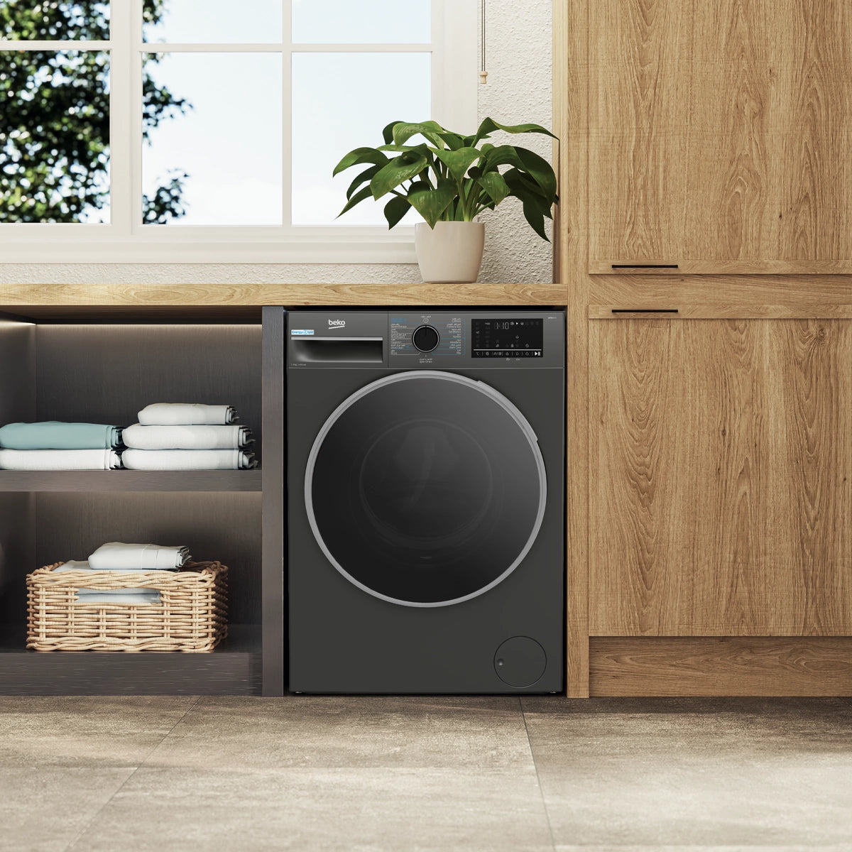Beko Washing Machine 9 kg 15 Programs 1400 RPM Manhattan Gray Inverter A+++