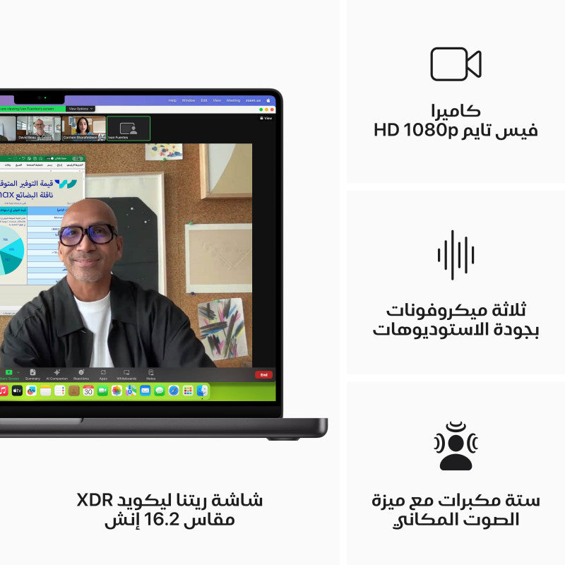 شريحة من ابل ماك بوك برو مقاس 16 بوصة مع وحدة معالجة مركزية مكونة من 12 نواة ووحدة معالجة رسومية مكونة من 18 نواة