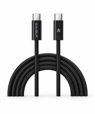 GAMBLIX Ironflex Braided USB-C to USB-C Fast Charging Cable, 240W – Black