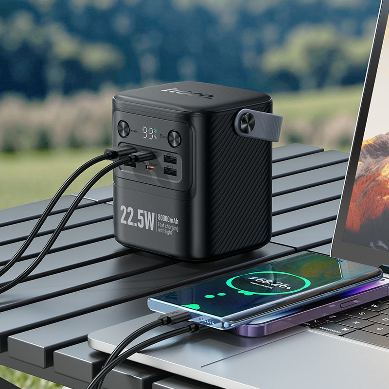 HOCO J152 Tough Power Bank 80000mAh – 22.5W + PD20W Fast Charging with LED Lamp