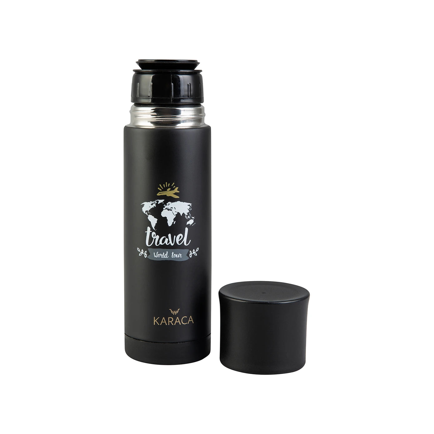 KARACA Travel Black Stainless Steel Thermos, 400ml – Leak-Proof