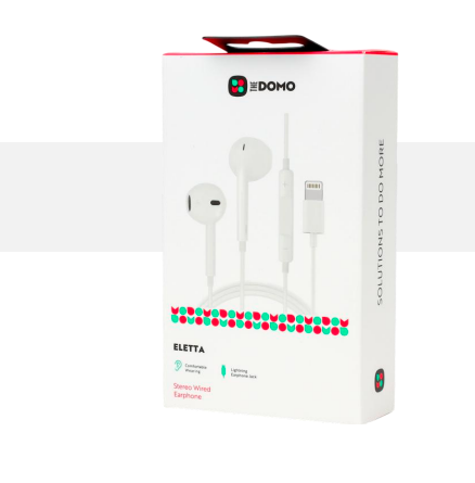 DOMO ELETTA Stereo Wired Earphones Lightning White
