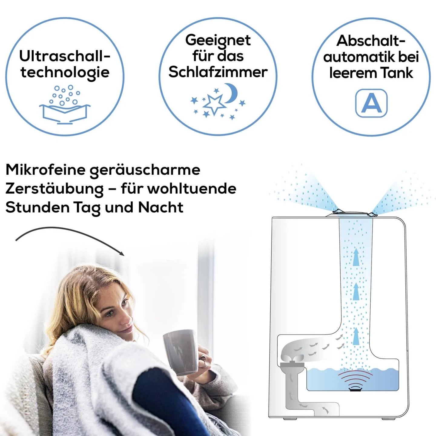 Beurer Ultrasonic Humidifier - 4L Tank, 30m² Coverage