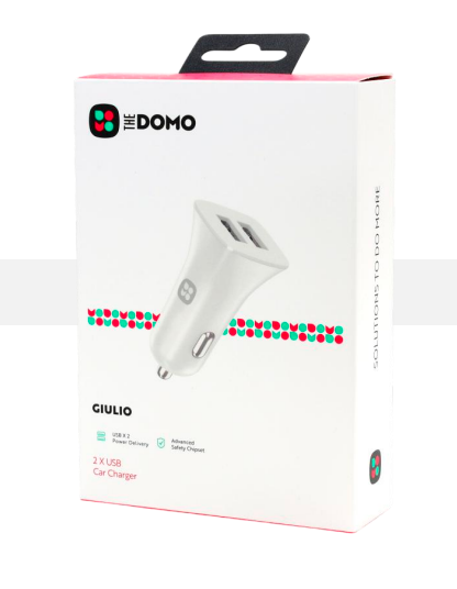 DOMO GIULIO Dual USB Car Charger White