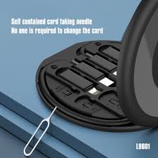 صندوق تخزين كابلات البيانات متعدد الوظائف 6 في 1 بقوة 60 وات من لينيس - أسود