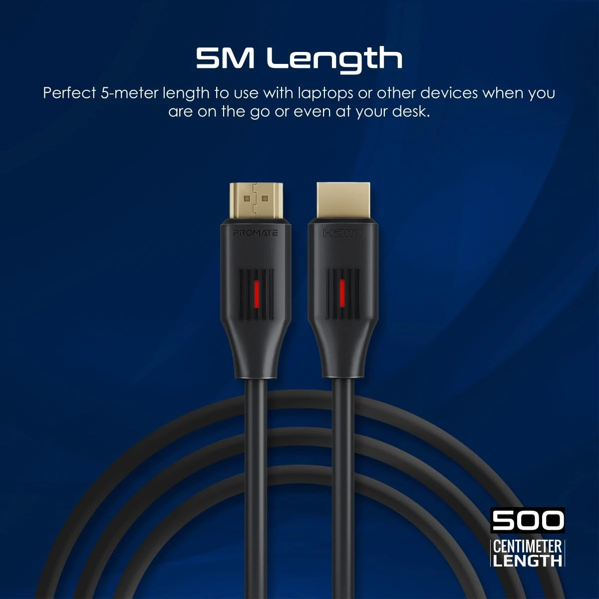 Promate ProLink4K60-500 HDMI Slim Cable 5m with 3D Support, 18Gbps, Ethernet Support