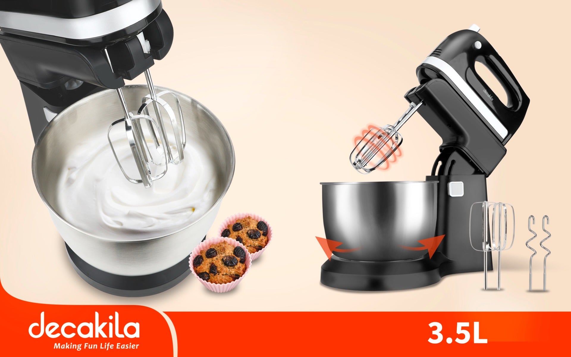 خلاط ديكاكيلا 3.5 لتر 250 واط مع وعاء للعجن