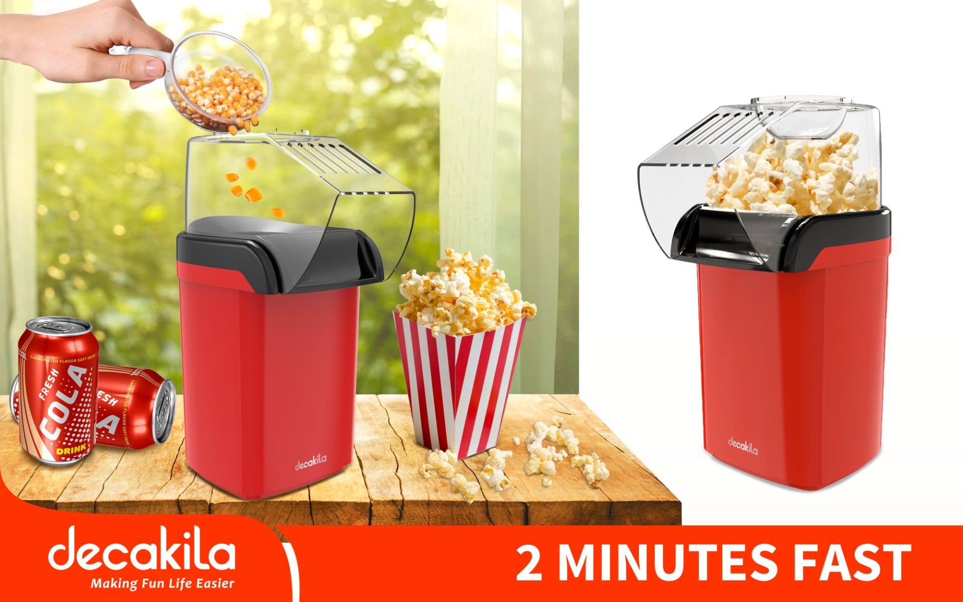 Decakela Hot Air Popcorn Maker (KETT009R) - صانع الفشار الهوائي