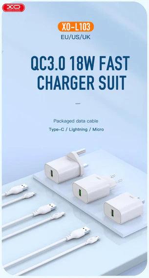 شاحن XO L103 (EU) QC3.0 بقوة 18 واط / 3 أمبير