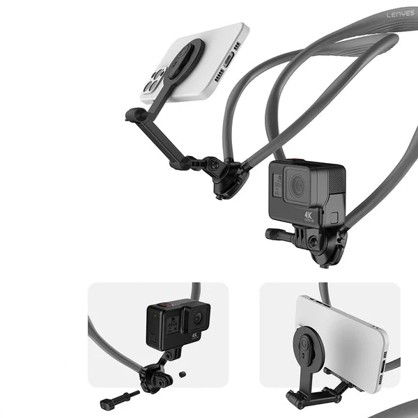 حامل هاتف مغناطيسي للرقبة Lenyes CR197 - أسود عملي ومريح