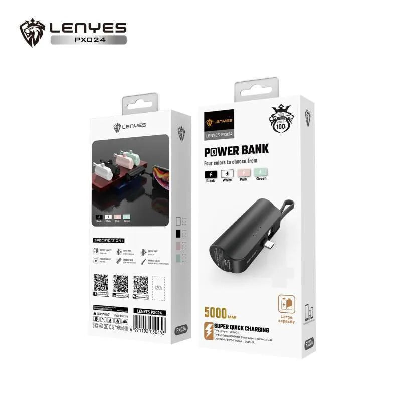 ياور بانك المحمول من لينيس بسعة 5000 مللي أمبير يتوفر معه خياران للموصل مع حامل للباور