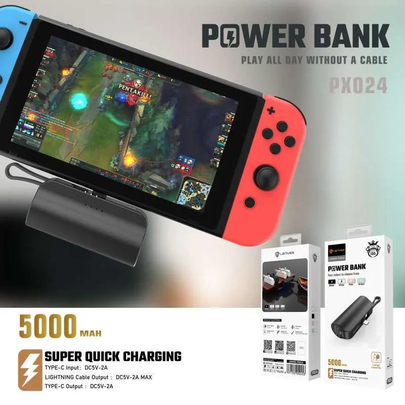 ياور بانك المحمول من لينيس بسعة 5000 مللي أمبير يتوفر معه خياران للموصل مع حامل للباور