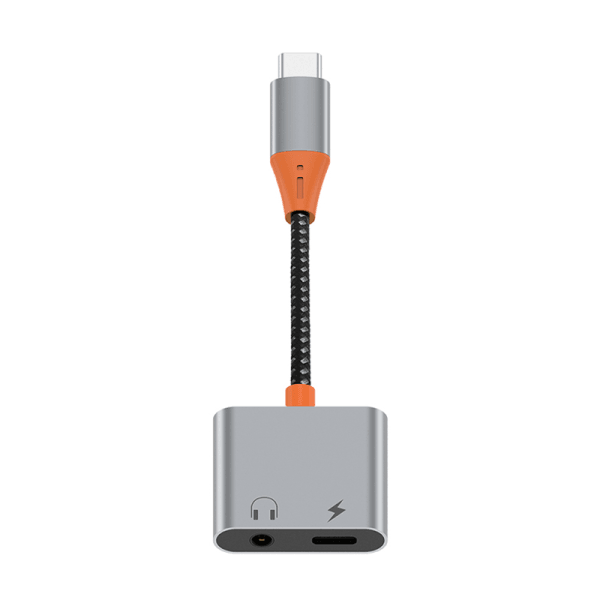 محول صوت WiWu LT10 Type-C إلى Type-C و3.5 مم - رمادي