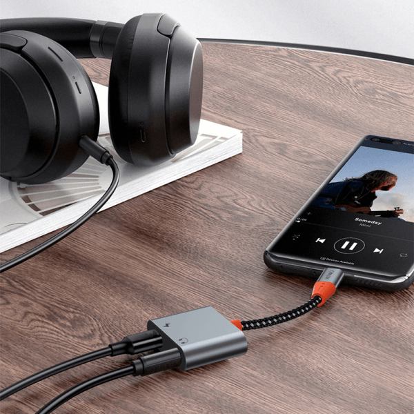 محول صوت WiWu LT10 Type-C إلى Type-C و3.5 مم - رمادي