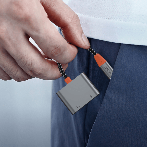 محول صوت WiWu LT10 Type-C إلى Type-C و3.5 مم - رمادي