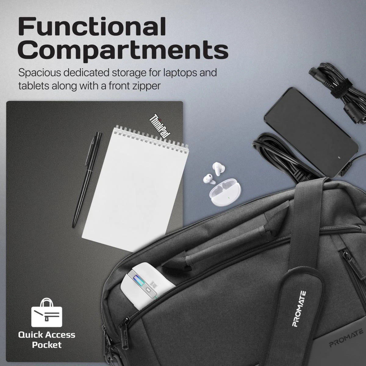 حقيبة لابتوب Promate Satchel-MB 15.6 بوصة - سوداء