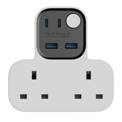 Momax Charge Work Flow T-Shaped Extension | 2 AC & 4 USB Ports -UK