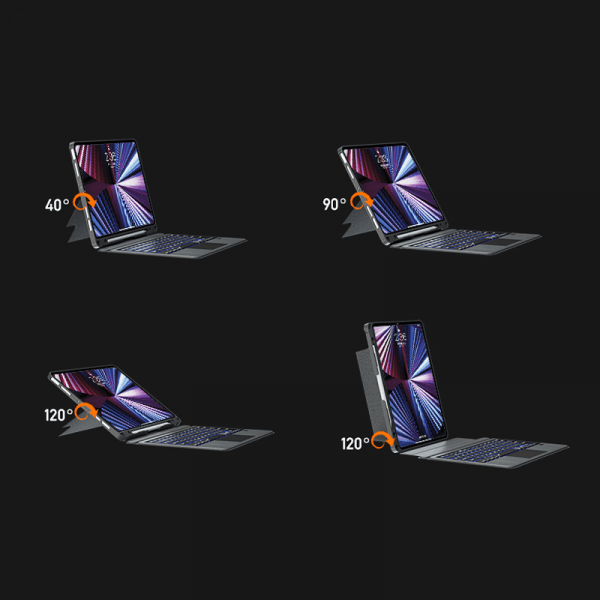 حافظة لوحة مفاتيح ويوو ماج تتش لجهاز ايباد مقاس 12.9 بوصة - أسود