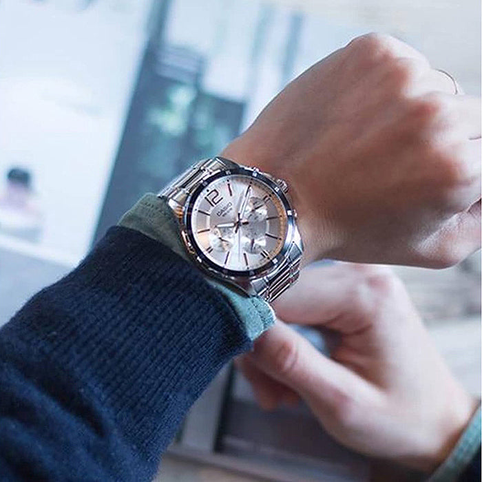 Casio Elegant Multifunction Silver St.Steel Silver Dial for Men