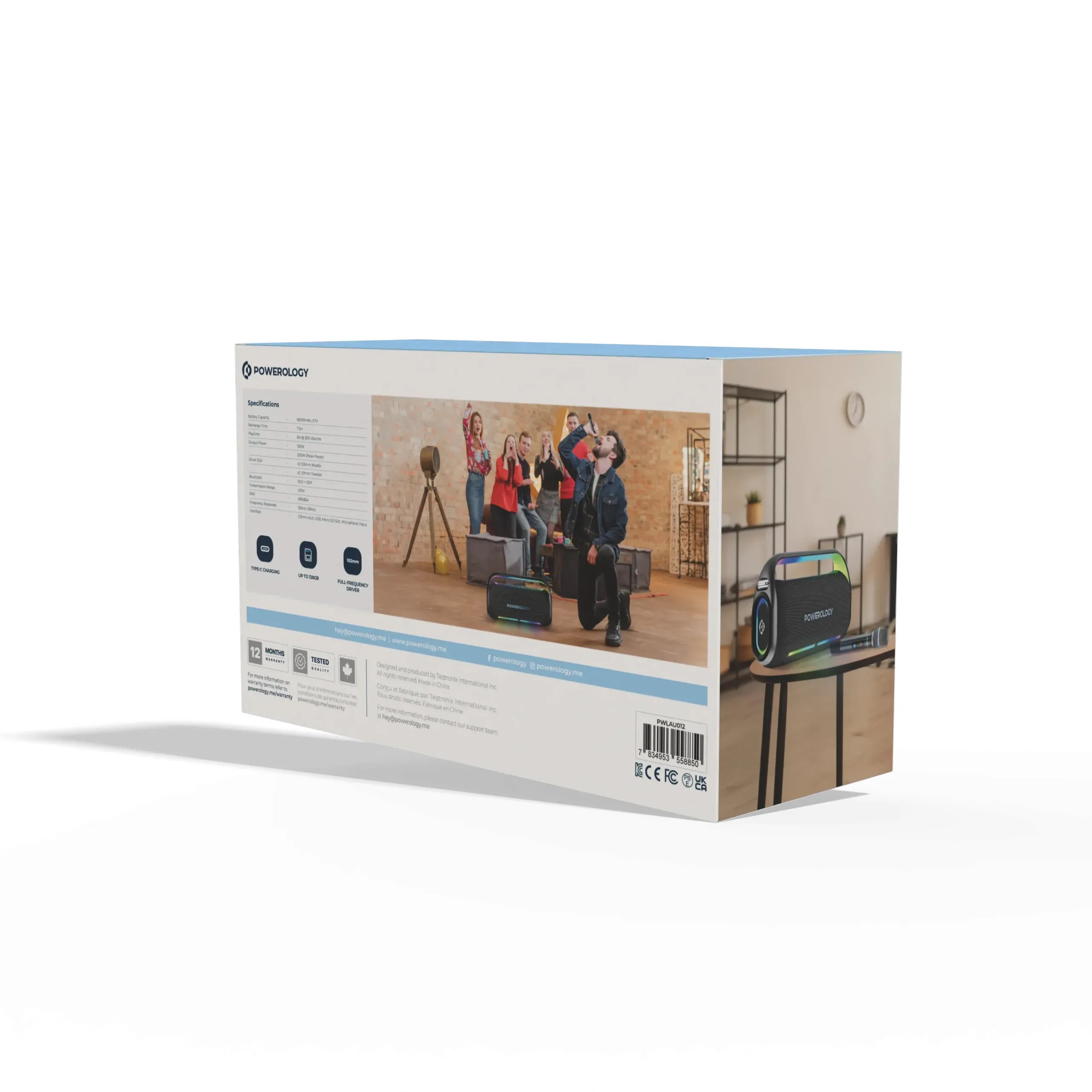 Powerology TWS Karaoke Speaker 150W with Mic & Remote – Silver