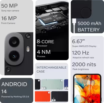 هاتف من نوثنج فون 1 بسعة 128 جيجابايت / 8 جيجابايت رام CMF