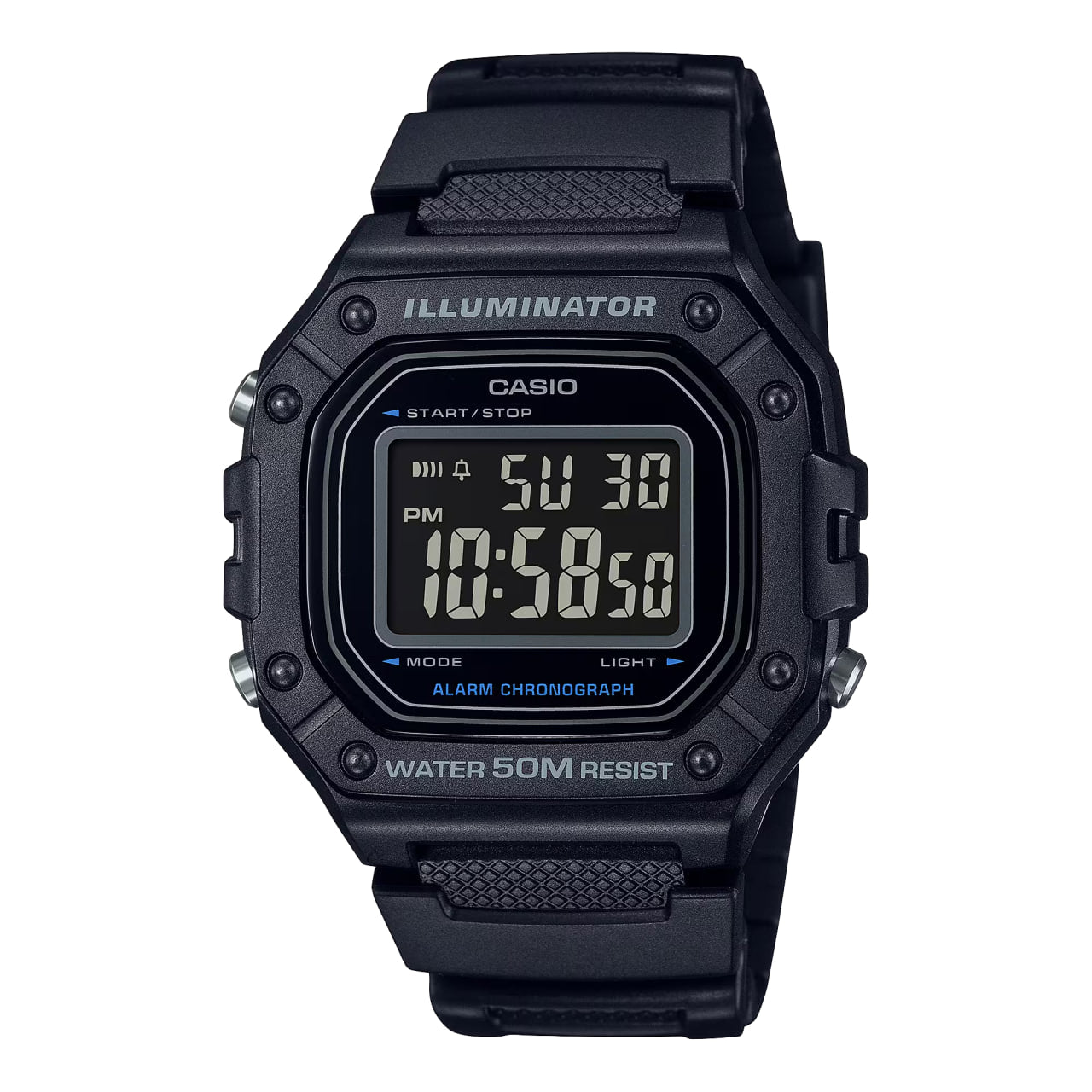 Casio Standard Digital Black Rubber W-218H-1B