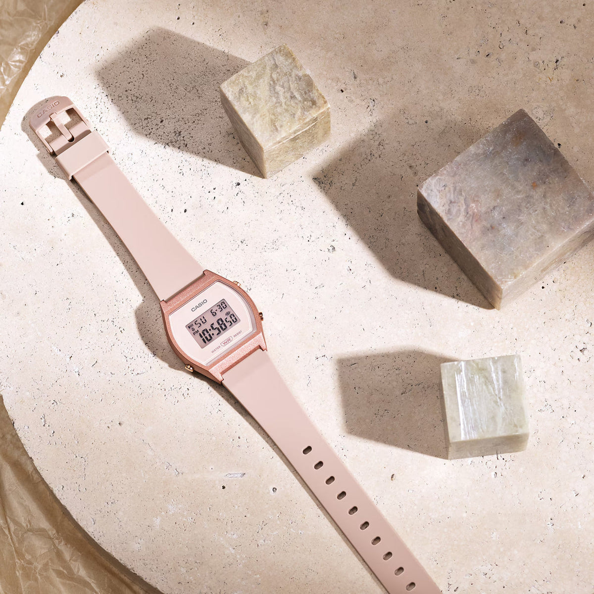 Casio Digital Beige Rubber For Women LW-204-4A
