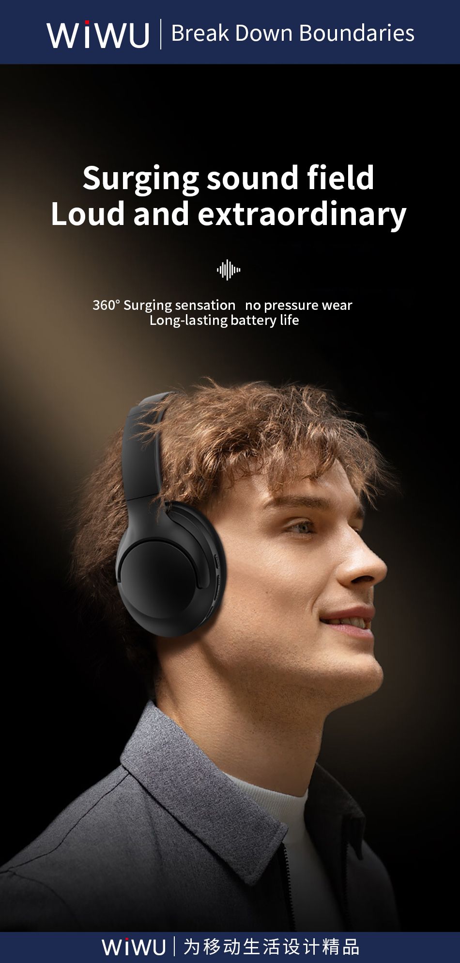 WIWU Elite Wireless Headset TD 08 Comfort & Exceptional Audio - Black