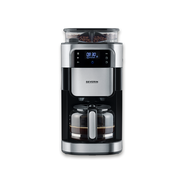 ماكينة صنع القهوة سيفيرين 1000 واط مع فلتر ومطحنة من الفولاذ المقاوم للصدأ