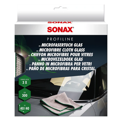 SONAX Glass Microfibre Cloths – Waffle Weave, Pack of 3