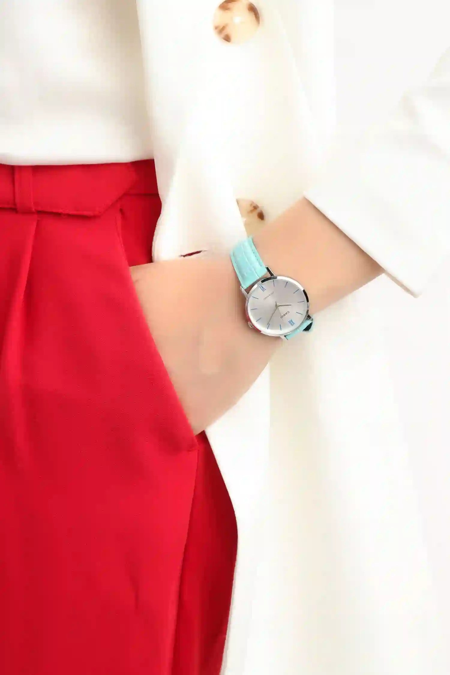 Casio LTP-VT01L-7B3 Women's Minimalistic Silver Dial Blue Leather Band Analog Watch