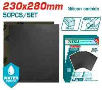 TOTAL 50PCs P1200 Silicon Carbide Waterproof Sandpaper 230*280mm (TAC120016)