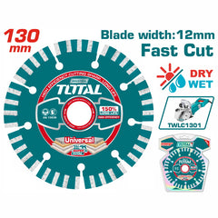 TOTAL Dry Diamond Cutting Disc Φ-130mm X 20mm | Blade Width: 12mm (TAC2111301)