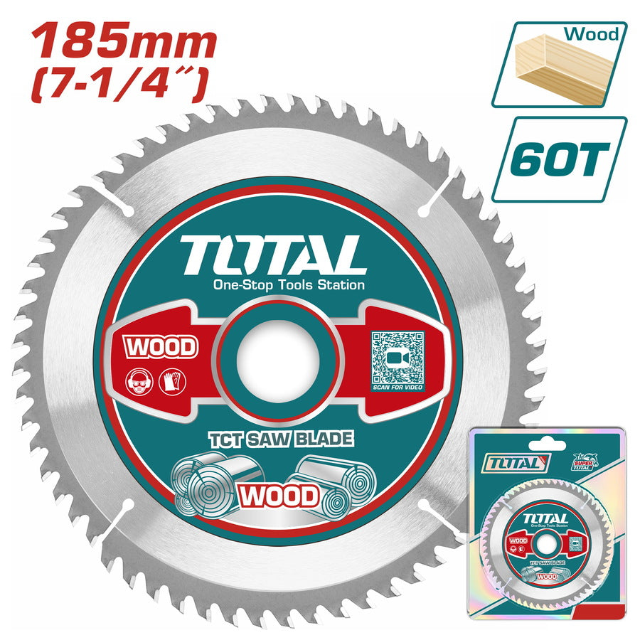 TOTAL TCT Saw Blade for Wood 185mm(7-1/4") | 60Teeth (TAC231413)