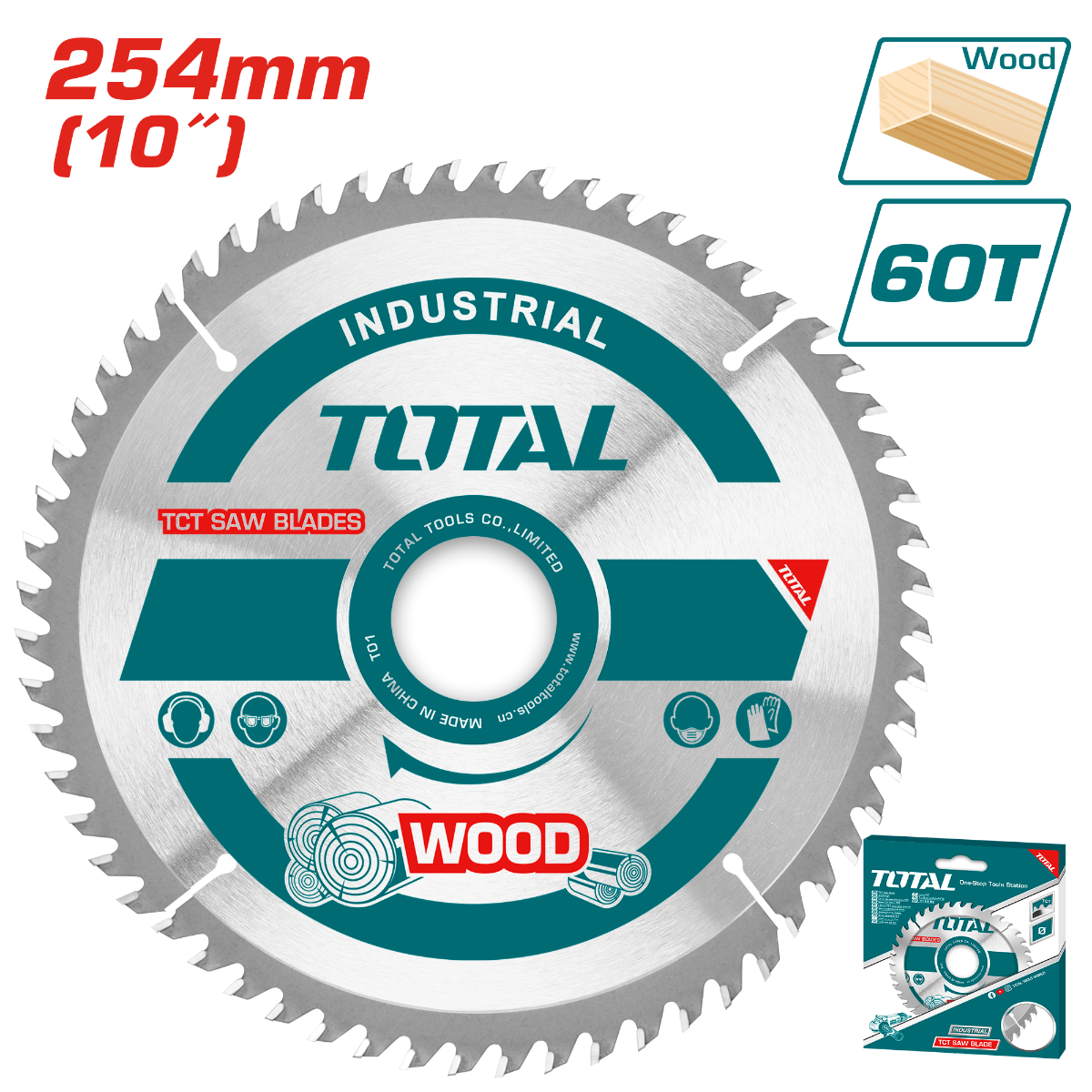 TOTAL TCT Saw Blade for Wood 254mm - 10" | 60Teeth (TAC231723)