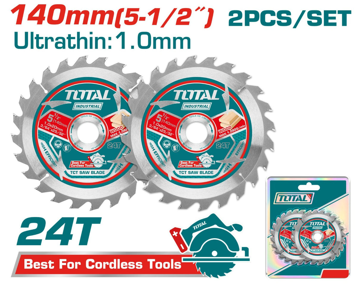 TOTAL Ultrathin 2PCs Saw Blade 140mm(5-1/2") | 24T (TAC2331403)