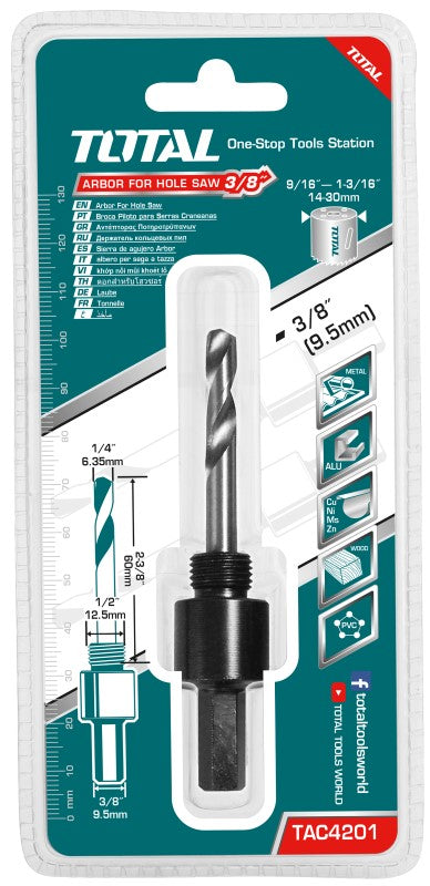 TOTAL Arbor for hole saw 3/8"