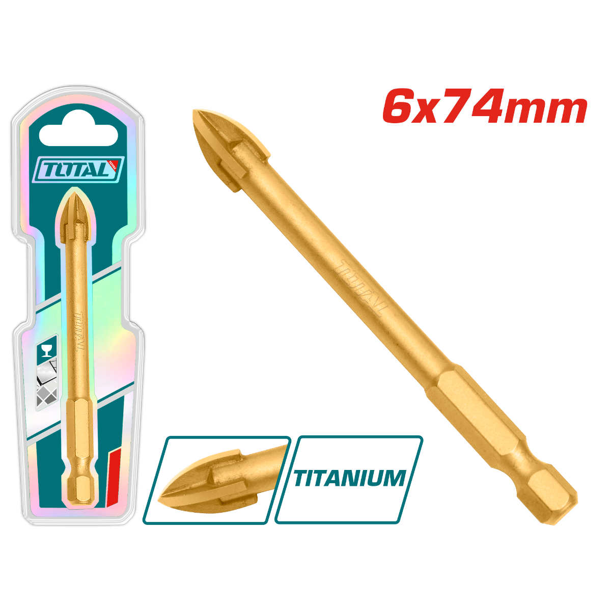 TOTAL HEX Ceramic Drill Bit 6*74mm (TACG210612)