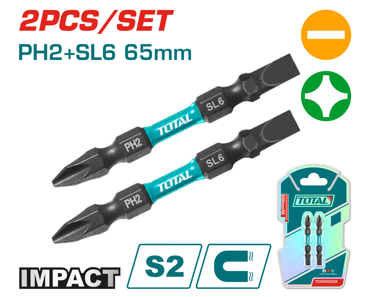 TOTAL Impact screwdriver bits (TACIM72HL665)